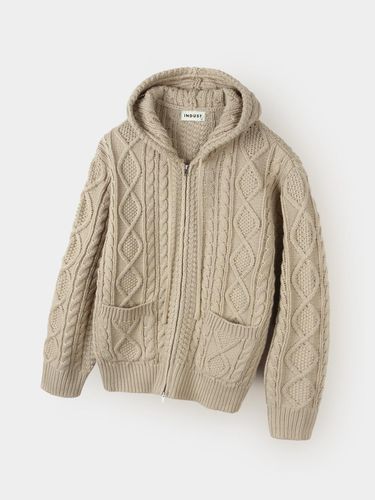 Two-Way Cable Hood Zip-Up Knitwear_Beige - INDUST - Modalova