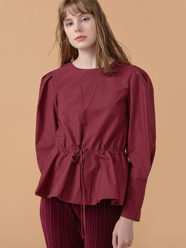 Waist Tied Blouse Burgundy WBBFTP021BG - WOVEMENT - Modalova