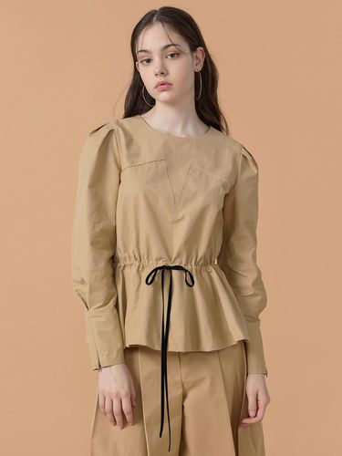 Waist Tied Blouse Beige WBBFTP021BE - WOVEMENT - Modalova