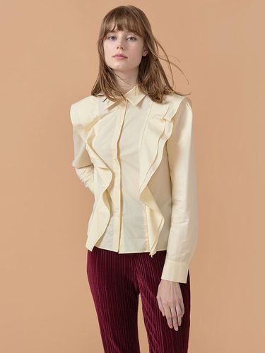 Ruffle Detail Shirt Light Yellow WBBFTP020YE - WOVEMENT - Modalova