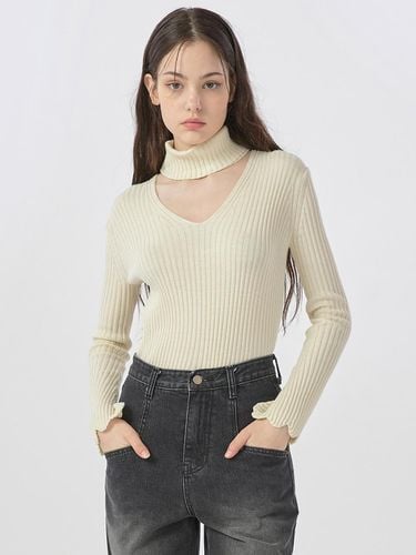 Bell Sleeves V - Neck Pollar Knit Top WBBFNT007IV - WOVEMENT - Modalova