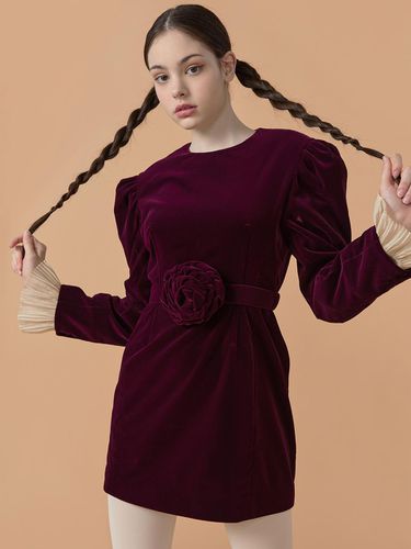 Velvet Rose Corsage Belt Burgundy - WOVEMENT - Modalova