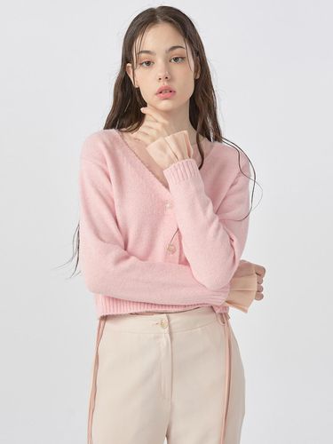 Pleated Sleeves Detail Cardigan Pink WBBFNT006PK - WOVEMENT - Modalova