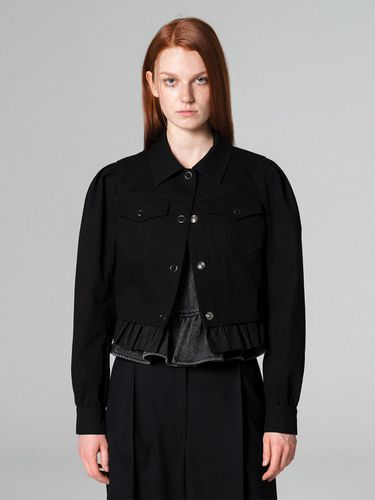 Frill layered denim jacket BLACK WBCFJK002BK - WOVEMENT - Modalova