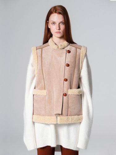 Fluffy suede shearling vest BEIGE WBCFVT001BE - WOVEMENT - Modalova