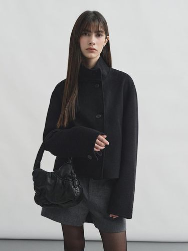 Cashmere wool handmade high-neck cropped coat - MONGDOL - Modalova