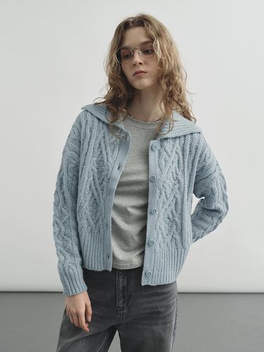 Fisherman cable collar cardigan - MONGDOL - Modalova