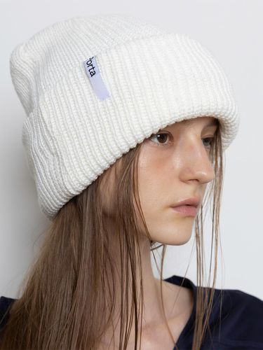 BASIC LOGO KINT BEANIE, White - Porta - Modalova