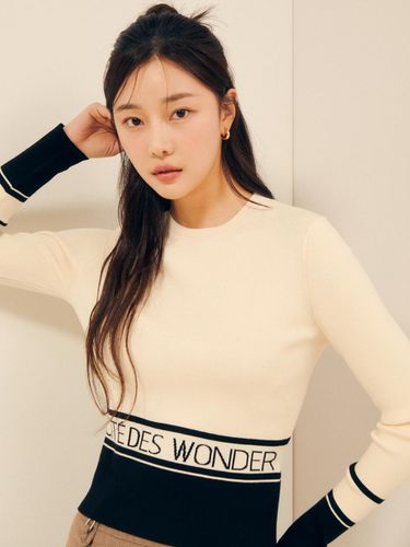 Lettering Contrast Cropped Pullover Knitwear - JJ JIGOTT - Modalova