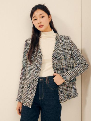 Tweed color mix V-neck jacket GPAP0JK181 - JJ JIGOTT - Modalova