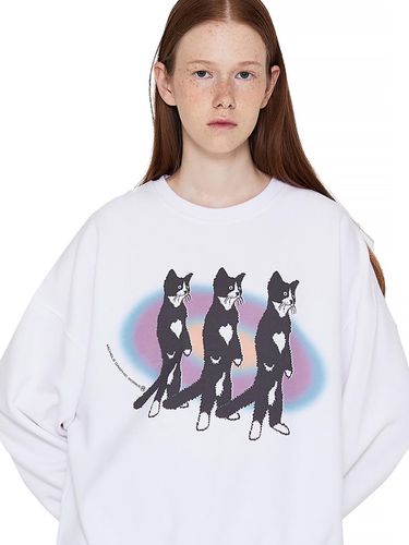 STANDING CAT SWEATSHIRT (WHITE) - MATCHGLOBE - Modalova