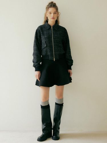 Tweed zip up blouson (black) - VERBE - Modalova