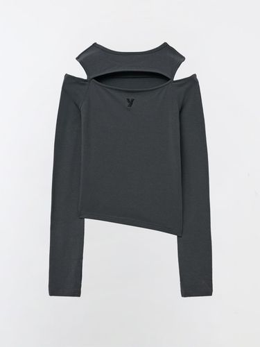 CUT OUT UNBALANCE SLIM LONG SLEEVE T - SHIRT - CHA - YUSE - Modalova