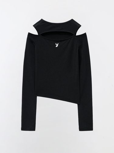 CUT OUT UNBALANCE SLIM LONG SLEEVE T - SHIRT - BLA - YUSE - Modalova