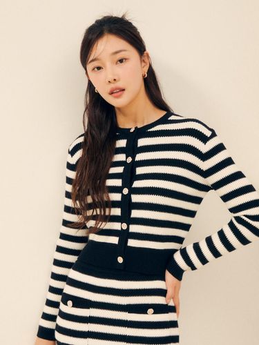 Ribbed Stripe Crop Cardigan GPAP1CD181 - JJ JIGOTT - Modalova