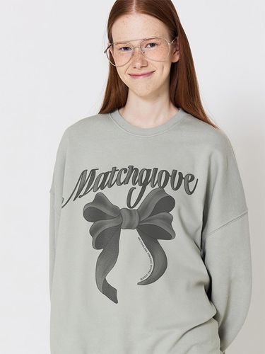 BIG RIBBON SWEATSHIRT (LIGHT GREEN) - MATCHGLOBE - Modalova