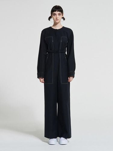 High Rise Cotton Jumpsuit Navy WBAFJS002NV - WOVEMENT - Modalova