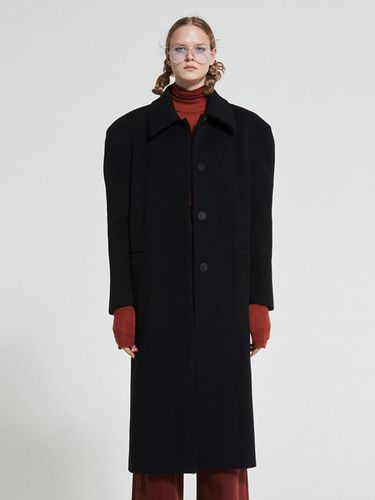 Wide Shoulder Wool Coat Black WBAFCT003BK - WOVEMENT - Modalova