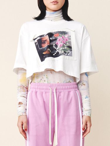 Collage Crop T Shirt White - Kijun - Modalova