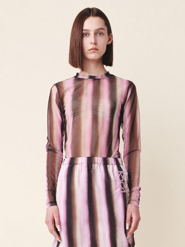 Saturn Mesh Top Pink Print - Kijun - Modalova