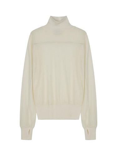 COVER STITCH WOOL JERSEY MOCK NECK TOP - VIS A VIS - Modalova