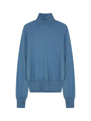 COVER STITCH WOOL JERSEY MOCK NECK TOP (LIGHT BLUE - VIS A VIS - Modalova