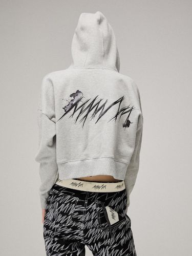 Signature logo printing crop hooded zip - up - MMAM - Modalova