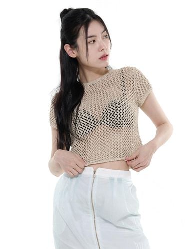 NET HALF SLEEVE KNIT SHEER T-SHIRT_2 COLOR ( - LETOILE - Modalova