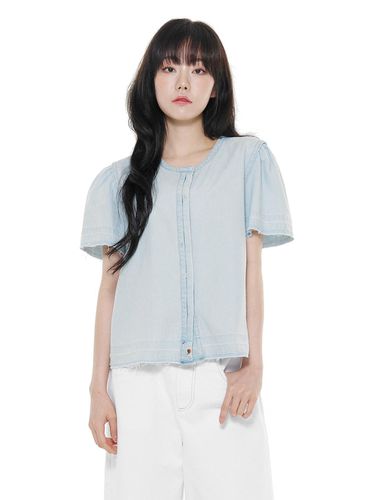 DENIM SHOULDER PUFF SHIRT BLOUSE (LEBSML5304)_ 2 C - LETOILE - Modalova