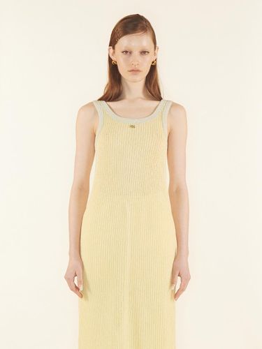 Sheer Knit Dress Yellow - Kijun - Modalova