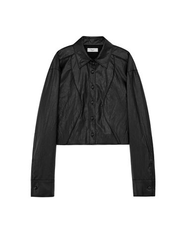 Faux - Leather Cropped Shirt Black - Kijun - Modalova