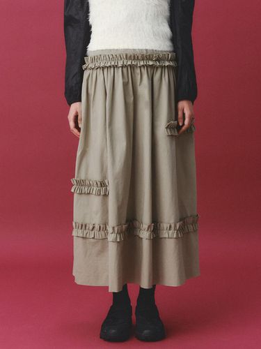 Frill Full Skirt Beige - Kijun - Modalova