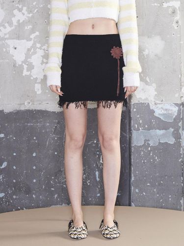 Sun Crochet Knit Skirt Black - Kijun - Modalova