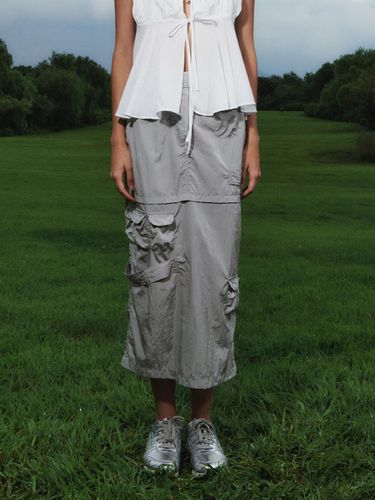 Military Maxi Skirt Silver Grey - Kijun - Modalova