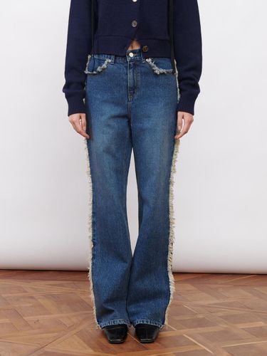 Raw Edge Trimmed Jeans Blue - Kijun - Modalova