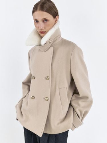 SHEARLING COLLAR WOOL PEA COAT [2COLORS] - HACIE - Modalova