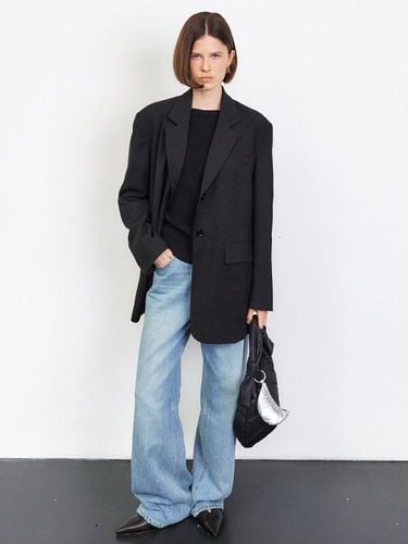 WOOL BLENDED OVERSIZE SINGLE JACKET [BLACK] - HACIE - Modalova