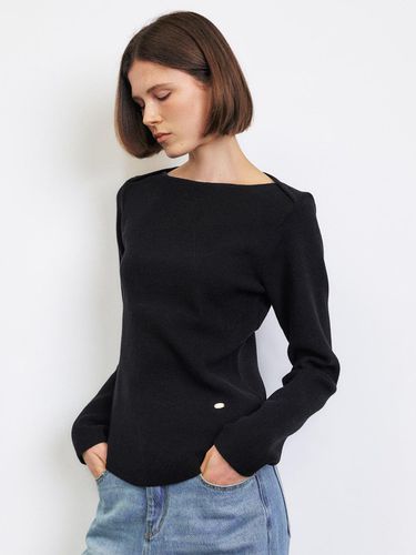 NEW BOAT NECK LINE KNIT TOP [CHARCOAL] [BLACK] - HACIE - Modalova