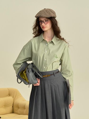 SR_Embroidered striped green shirt - Simple Retro - Modalova