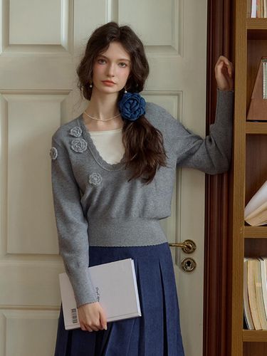 SR_Flower fake two-piece knit sweater - Simple Retro - Modalova