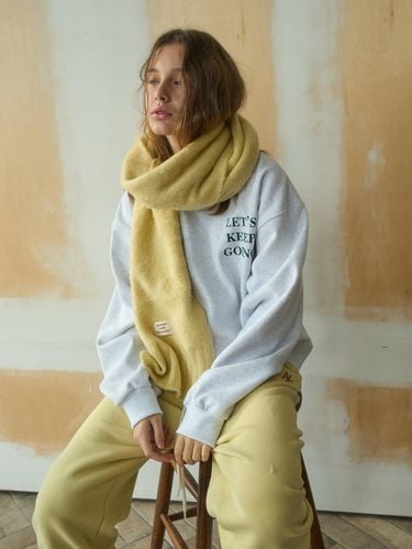 Fleece Lined Cotton Boxy Sweatshirt [Beige Melange] - oursaalty - Modalova