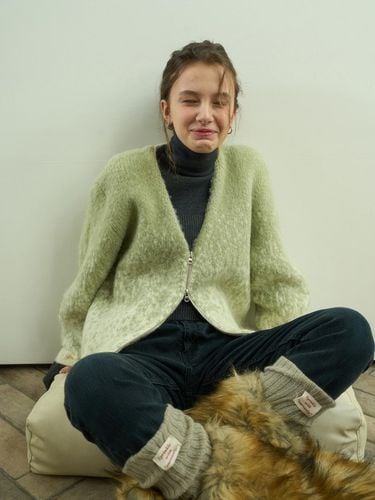 Gradation Jacquard Oversized Wool-Alpaca Zip-up Jacket [GREEN] - oursaalty - Modalova