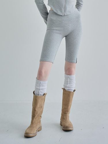 Comfortable High-Waisted Half-Length Leggings [Melange Gray] - oursaalty - Modalova