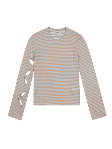 Beige & Rejuvenated Blue Long Sleeve Cutout T-shirt - odlyworkshop - Modalova