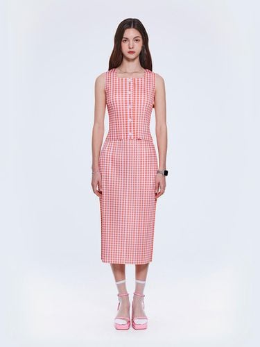 Gingham checkered pleats H line BANDING skirt_AI04 - yoyoyoy - Modalova