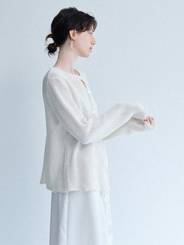 Muriel Net Kint Cardigan (Ivory) - nyhavn - Modalova