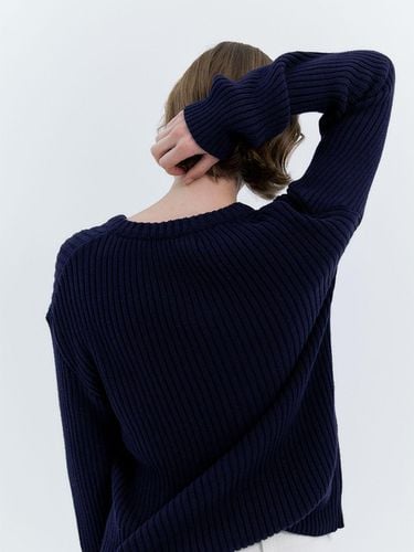 Celia V neck Ribbed Knit (Navy) - nyhavn - Modalova