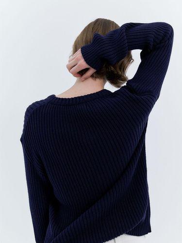 Celia V neck Ribbed Sweater(Navy) - nyhavn - Modalova