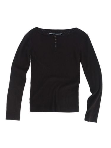 Bustle Pointelle Henley Tee - odlyworkshop - Modalova