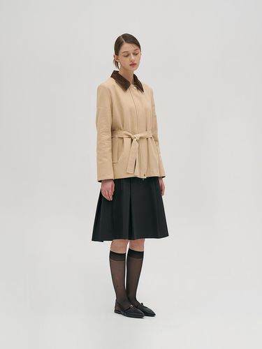 Belted Cotton Field Jacket Beige - LAPRESMIDI - Modalova